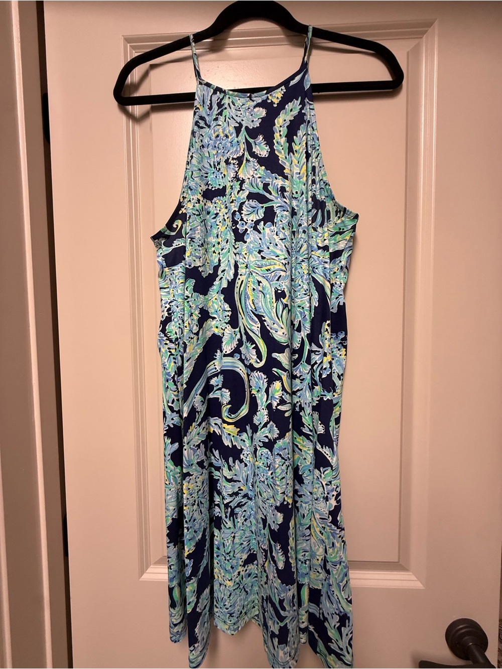 Lilly Pulitzer Navy Floral Paisley Halter Dress